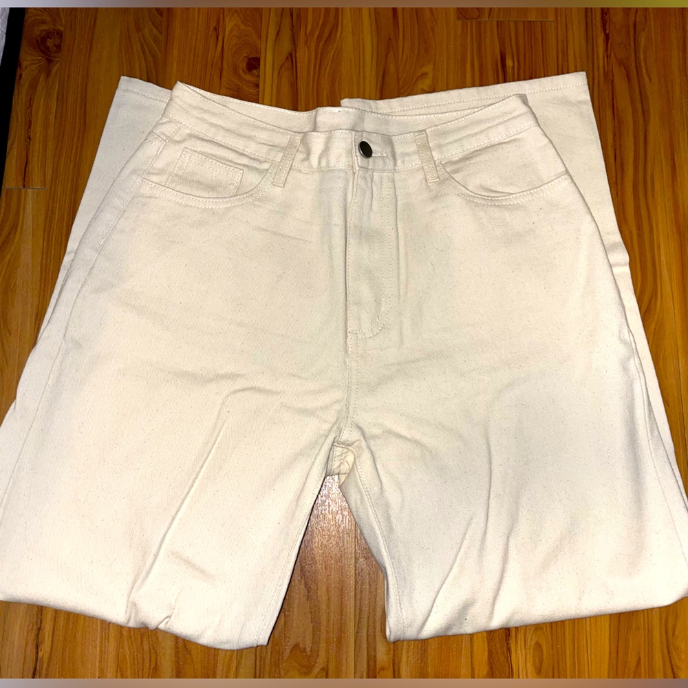 Wide leg white soft jean pants